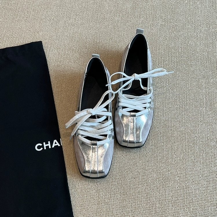 รองเท้าส้นแบนผู้หญิง หัวเหลี่ยม แบบผูกเชือก แฟชั่นลำลอง มูเลส - รูปที่ 6