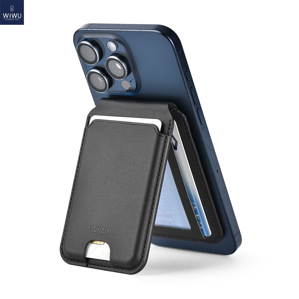 WIWU Super Magnetic Wallet Stand สําหรับ iPhone 17/16/15/14 Series ขาตั้งโทรศัพท์ผู้ถือบัตรสามผู้ถือบัตร Slim พกพาในตัว shrapnel กระเป๋าสตางค์