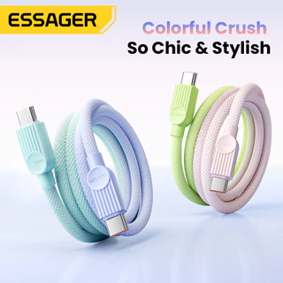 ESSAGER 60W Super Fast Charging Data Cable Type-C ถึง Type-C Dual Color Braided Cable