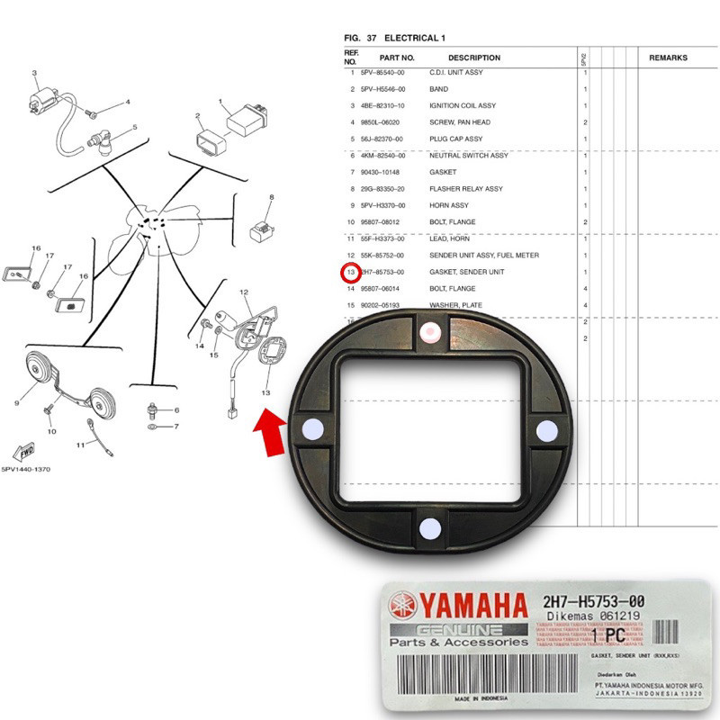 RXZ TANK FLOAT ยางแก๊ส GETAH LAPIK SENDER UNIT GASKET SENDER UNIT 2H7-H5753-00