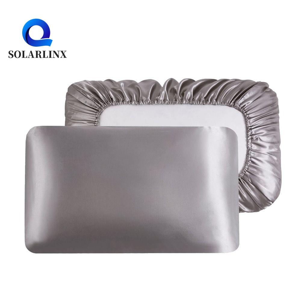 SOLARLINX ปลอกหมอนยางยืดผ้าไหม 2 ชิ้น, ปลอกหมอนนอนเป็นมิตรกับผิวผ้าไหมซาติน, ปลอกหมอนนุ่มสีทึบสบายในครัวเรือน