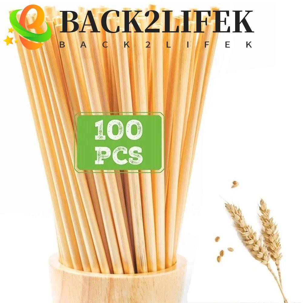 BACK2LIFEK 100 ชิ้นฟางข้าวสาลีดื่ม, 20 ซม.เป็นมิตรกับสิ่งแวดล้อมหลอด, ปาร์ตี้บาร์อุปกรณ์เสริมแบบพกพาทิ้งทนทานหลอดย่อยสลายได้ปาร์ตี้