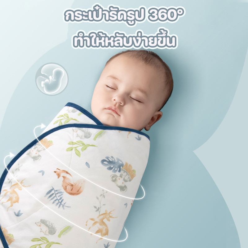 COD ผ้าฝ้าย100% ผ้าห่มห่อตัว ถุงนอนเด็กแรกเกิด พร้อมหมวก ถุงนอนเด็กแรกเกิดแบบรัง ผ้าห่มทารก ราคา ถูกที่สุด ดีลบีเคเค แกลเลอรีภาพที่ 4