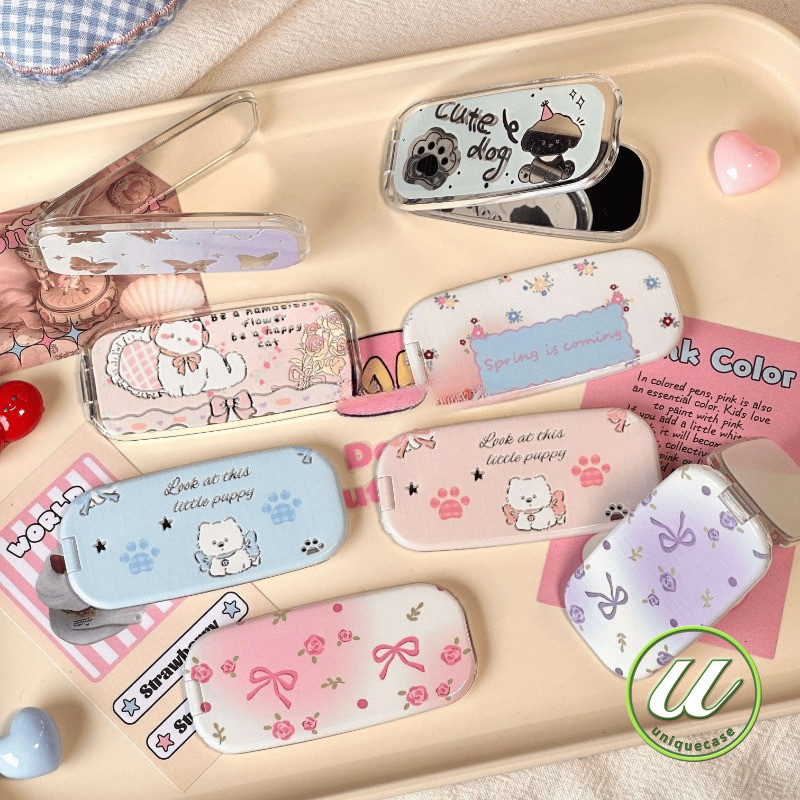 ชมพูดอกไม้สีชมพูน่ารักปักปมการ์ตูนเชอร์รี่ลูกแมวลูกแมวสุดยอดซูเปอร์เกิร์ลชิน - ชานคุโรมิโดราเอมอนสร้างวงเล็บกระจก