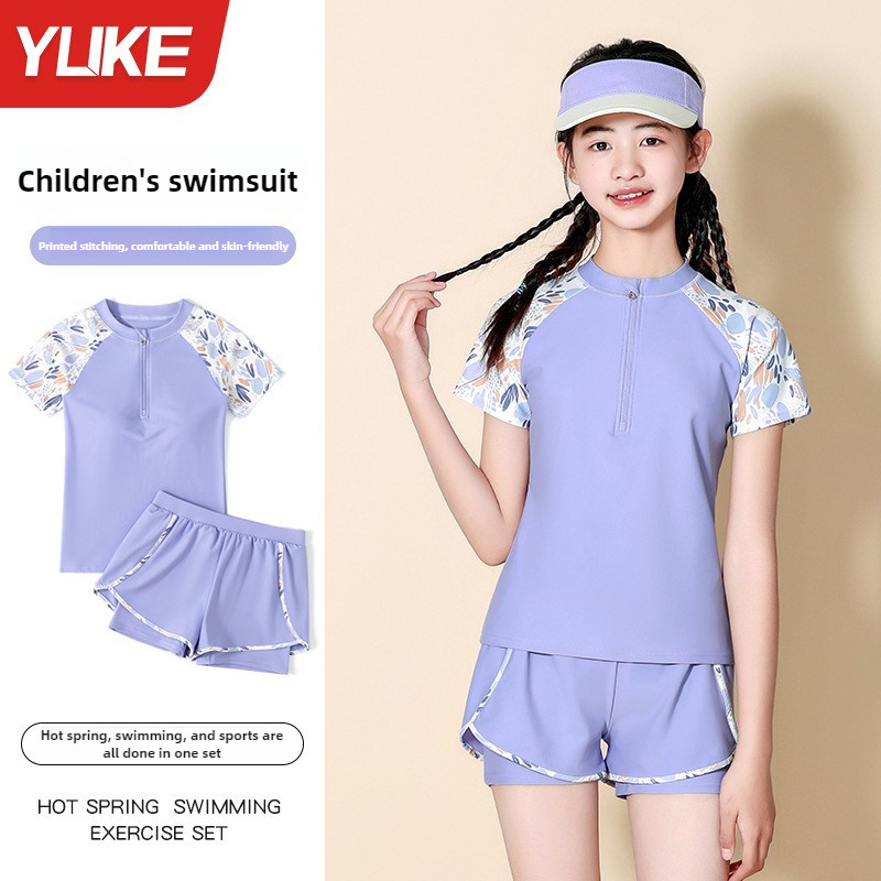 YUKE ชุดว่ายน้ําเด็ก Girls Quick-Drying Split ชุดว่ายน้ำเด็ก swimsuit for girls