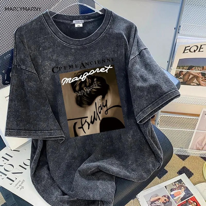 เสื้อวินเทจ เสื้อ baby tee Top.street t shirt mickey mouse ลายการ์ตูนน่ารักหลวม เสื้อยืด oversize คอกลม ทรงหลวม ใส่สบาย วินเทจ unisex เสื้อ 2XLดำ - รูปที่ 3