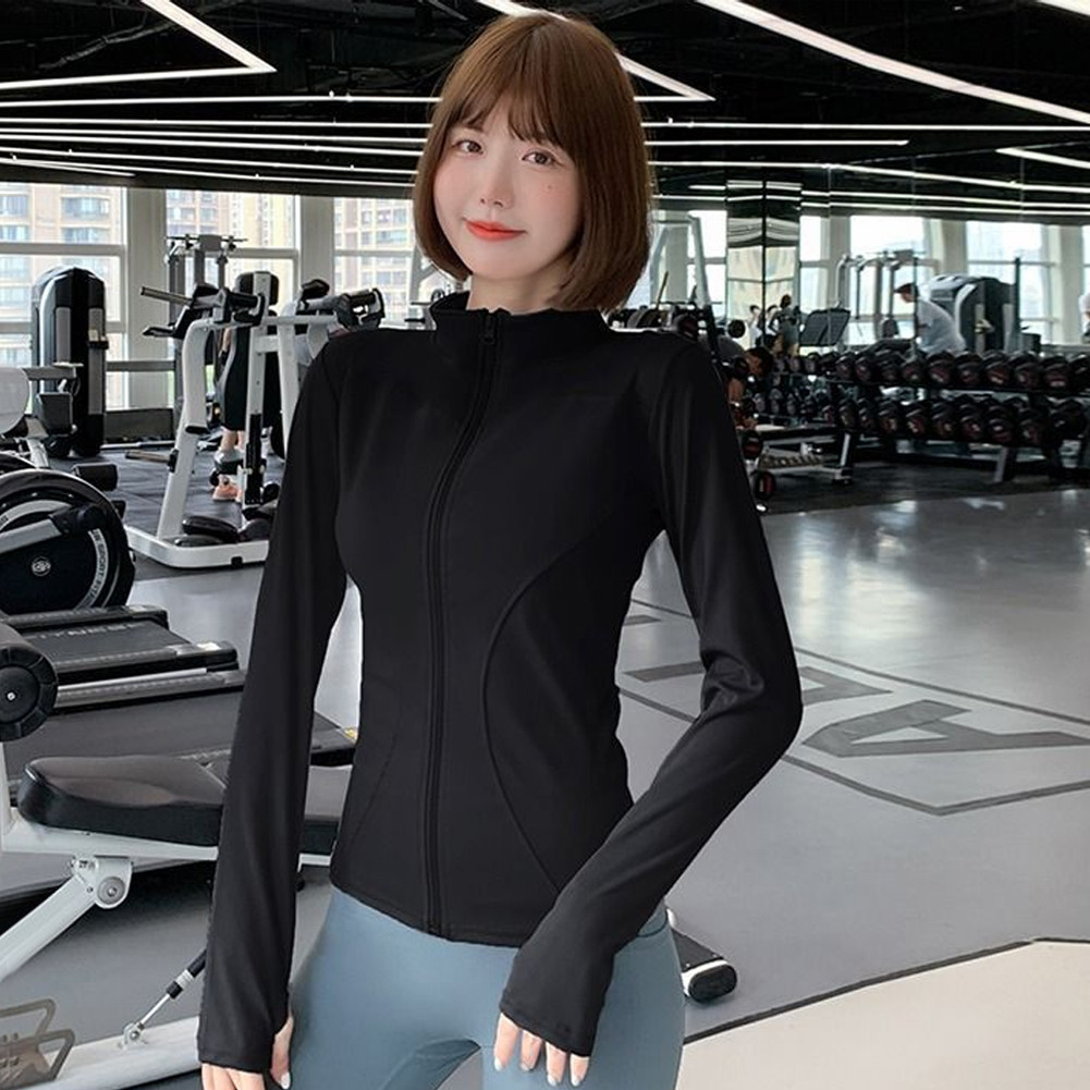 ป้องกันรังสียูวีเสื้อรัดรูปแขนยาวออกกำลังกาย แจ็คเก็ตแขนยาวมีซิปรูด เสื้อสปอร์ตแขนยาว ใส่ออกกำลังกายเสื้อเล่นโยคะ - รูปที่ 3