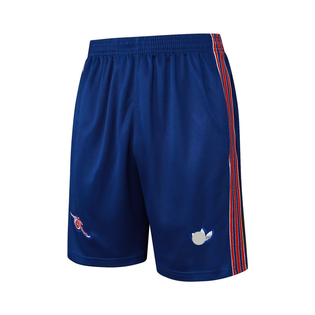 Defoot 25-26AFC สีน้ำเงินแถบด้านข้างซิปกระเป๋าผู้ชายกางเกงาสั้นกีฬาบวกขนาดวิ่งกางเกงาห้า