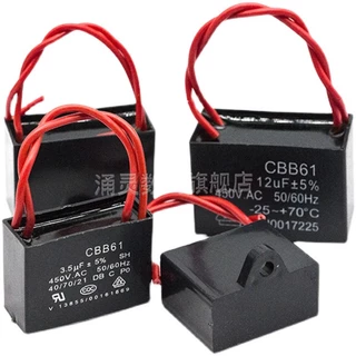 CBB61 เริ่มต้นตัวเก็บประจุ 1UF/1.2/1.5/2/2.5/3/4/4.5 UF 450V พัดลมสตาร์ทตัวเก็บประจุ