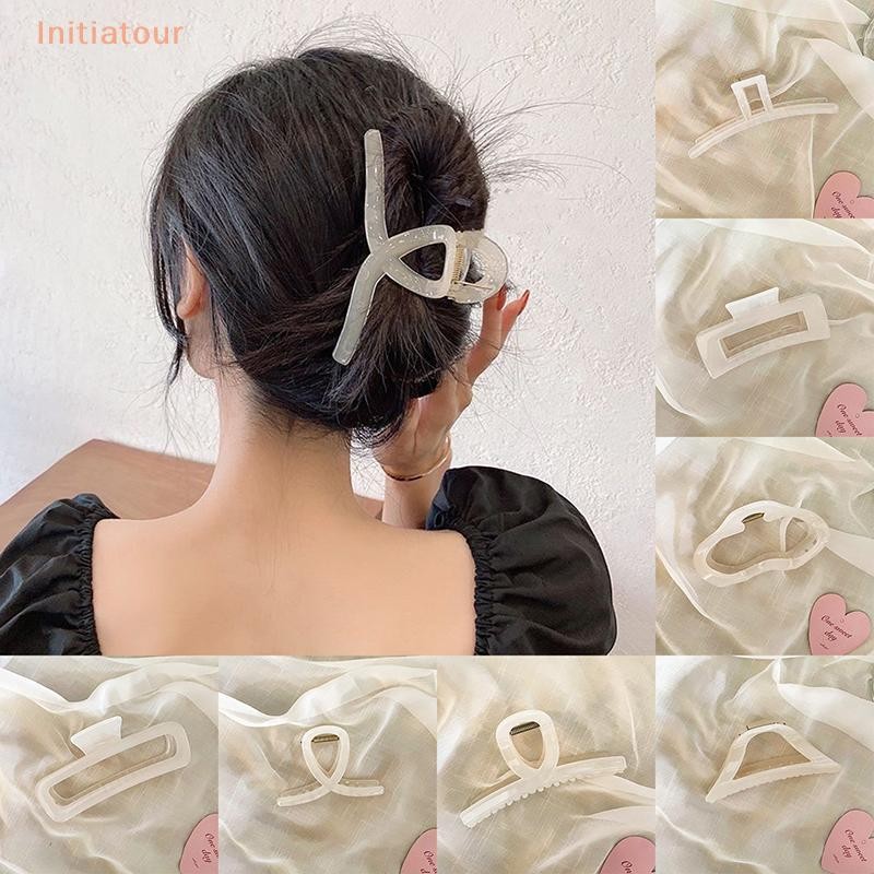[Initiatour] Jelly White Hair Claws คลิปสําหรับผู้หญิง Elegant อะคริลิค Hairpins กิ๊บติดผมปู Headwear สาวเกาหลีอุปกรณ์เสริมผมของขวัญ