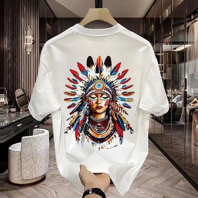 Basi เสื้อยืด oversize unisex สกรีนด้านหน้า ลาย "Mayan girl" ผ้าคอตตอน100% เนื้อผ้าเกรดพรีเมียม คอกลม ใส่สบาย