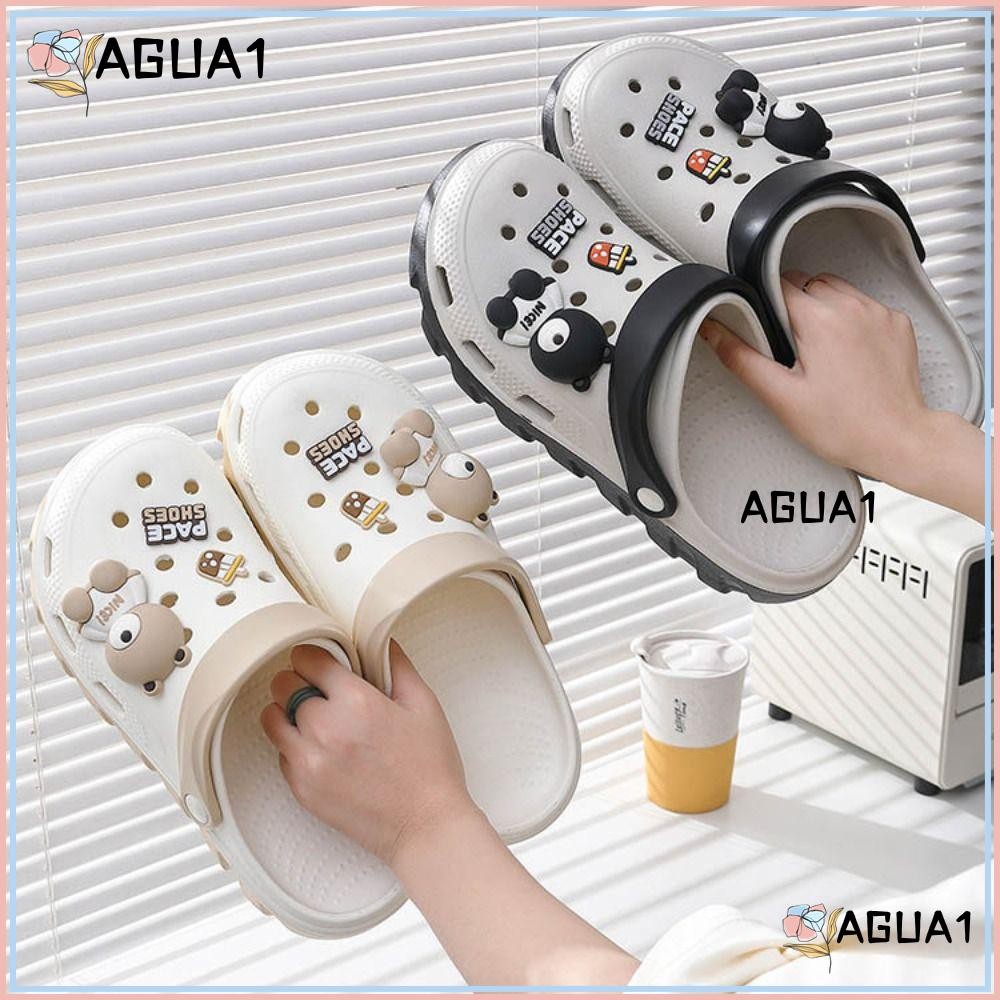 Agua1 Hole Shoe, รองเท้าแตะ PVC ตกแต่ง DIY, รองเท้าแตะชายหาดพื้นหนาส้นสูงฤดูร้อน