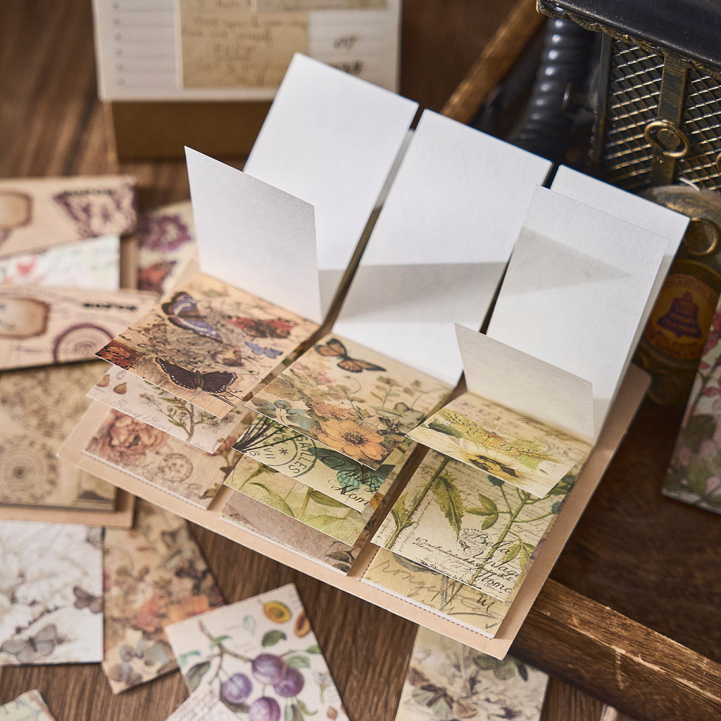 Journamm 60 แผ่น Notepad สมุดภาพกระดาษพื้นหลังหัตถกรรมกระดาษ Collage Junk Journal DIY อัลบั้ม Scrapbooking วัสดุกระดาษ Pack