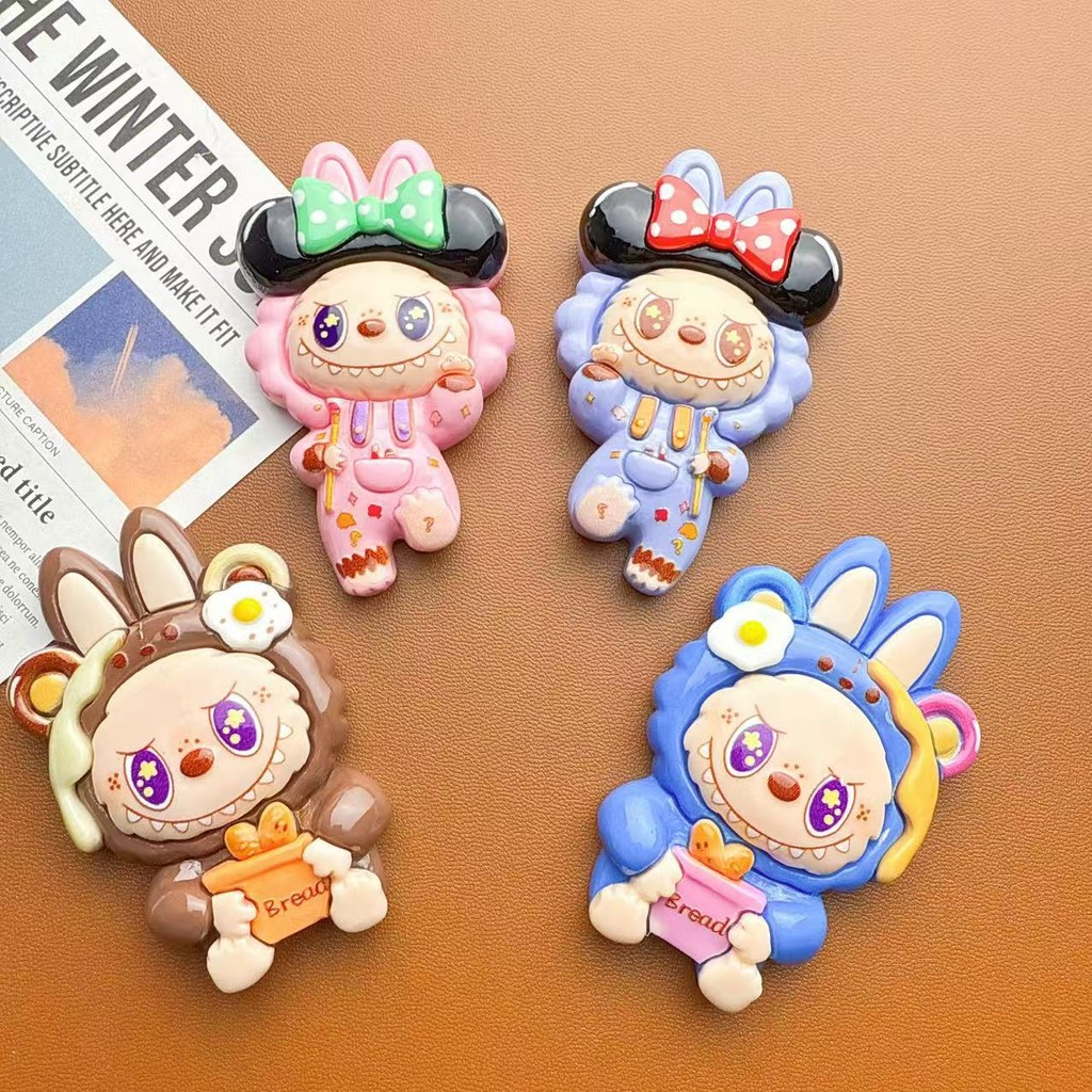4 ชิ้นน่ารัก Circus Labubu ขนาดใหญ่เรซิ่น Charms สําหรับ DIY (8-329)