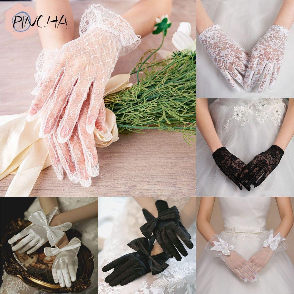 Pincha 1 คู่ถุงมือลูกไม้ชุดปาร์ตี้แฟชั่นคอสเพลย์อุปกรณ์เสริมชุดเจ้าสาว Mittens