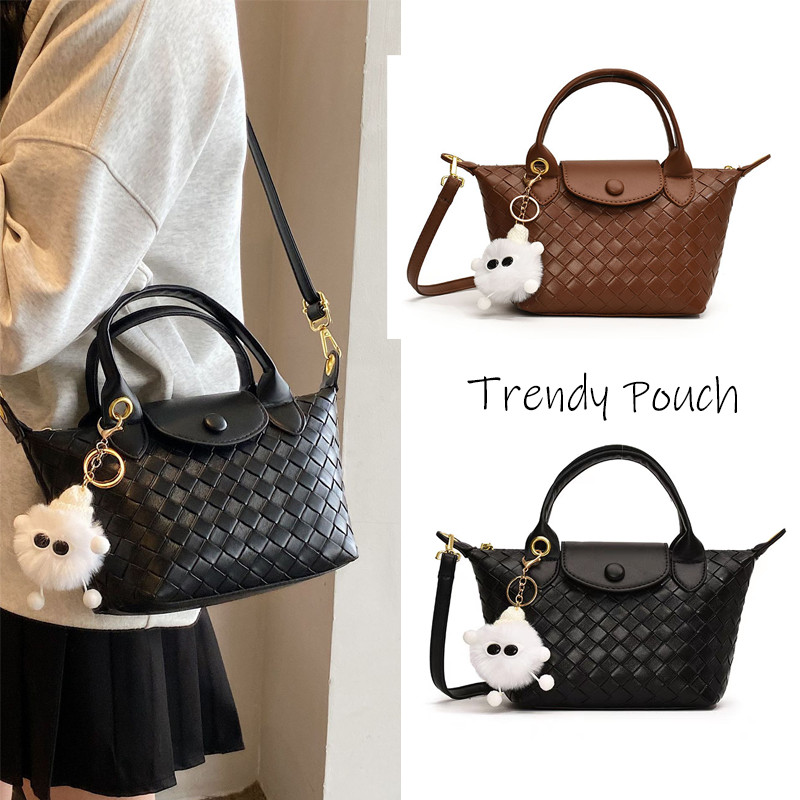 TRENDY POUCH ใหม่กระเป๋าสะพายสีทึบแบบพกพากระเป๋าเกี๊ยว