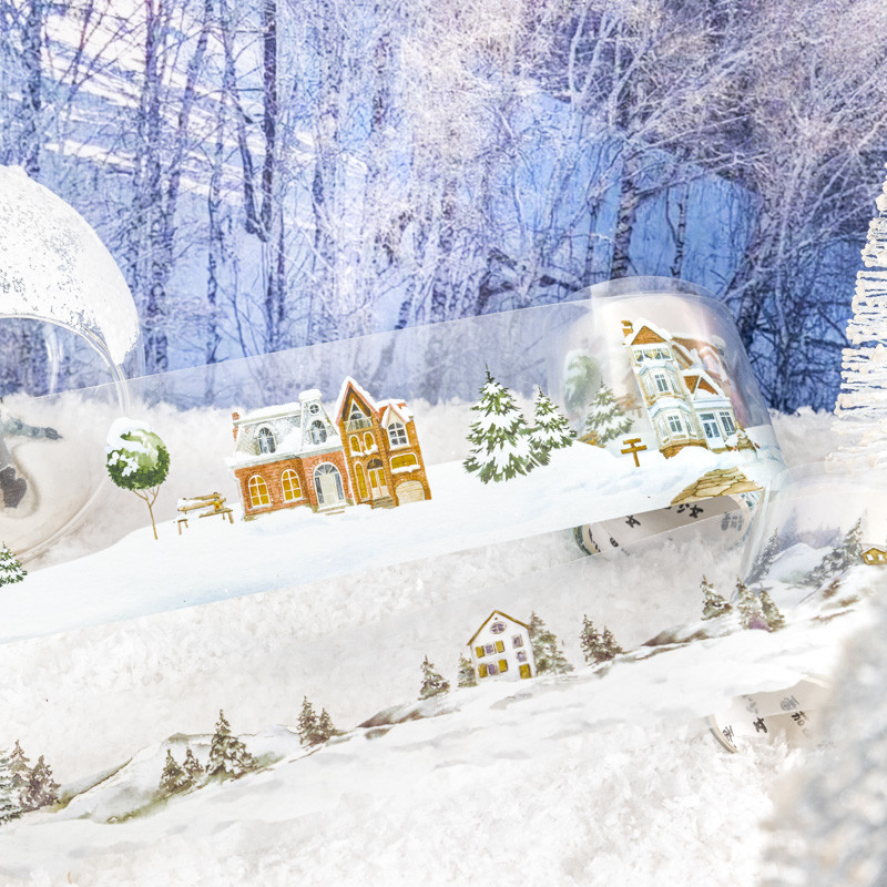 Mr.paper 200ซม./ม้วนเทปสัตว์เลี้ยง Snow drifts ในฤดูหนาว WARM Sun Forest Snow House รูปแบบภูมิทัศน์มือเต็นท์เทป DIY กรอบรูปปฏิทินการ์ดอวยพรถ้วยเทปตกแต่ง