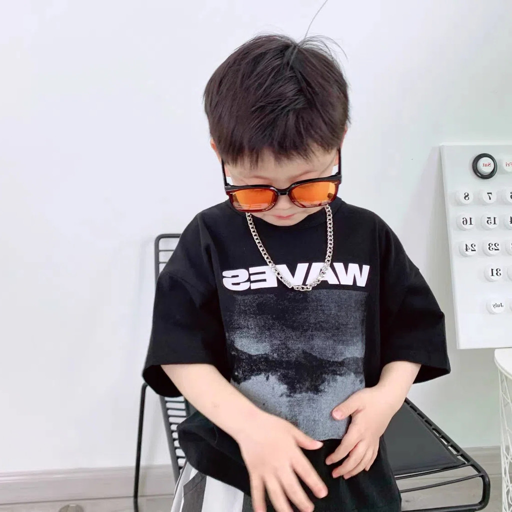 (จัดส่งตลอด 24 ชั่วโมง)Teens เสื้อยืด 100% Cotton Thin T เสื้อ Cool Boy เสื้อแฟชั่นแขนสั้นหลวมฤดูร้อนเด็ก