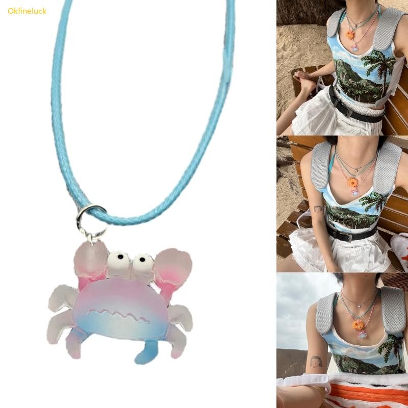 Okfi เรขาคณิต Clownfish จี้ทุกการแข่งขัน Clavicle Chain Wax Line สร้อยคอสําหรับสาว