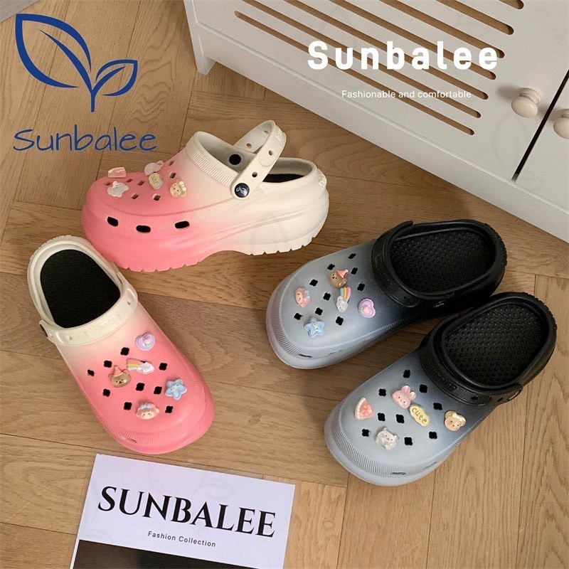 SUNBALEE 🌷 SUN8694-2T รองเท้าหัวโต แถมตัวติด เสริมส้นสูง สไตล์เกาหลี สีพาสเทล วัสดุ EVA สินค้าพร้อมส่ง