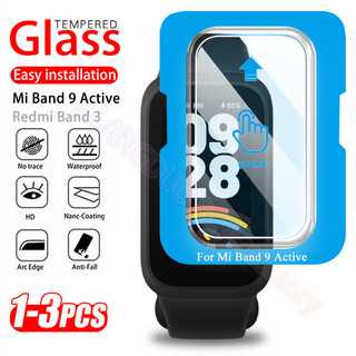 1-3pcs ติดตั้งง่ายกระจกนิรภัยสําหรับ Xiaomi Mi Smart Band 9 8 Active Pro Premium Screen Protector Redmi Band 3 กระจกป้องกัน