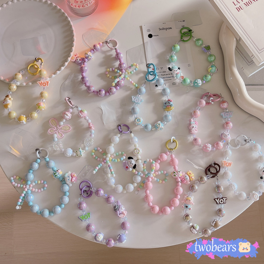 ร้านไทย สายคล้อง Baby three ใหม่ สายคล้องข้อมือ ประดับลูกปัด เคสโทรศัพท์มือถือ ประดับลูกปัดไข่มุก ป้องกันการสูญ