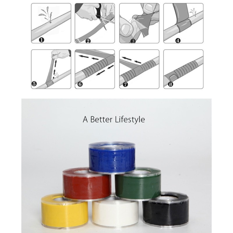 QUU Silicone Rescues Tape Self Fusing Tape 1 ม้วนสําหรับซ่อมท่อปิดผนึกรั่ว