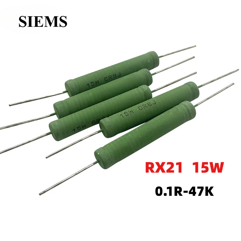 ตัวต้านทานแผลลวด RX21 ตัวต้านทาน 15W 0.1R-47K 0.22R 1R 3.3R 4.7R 15R 33R 47R 330R 1K 1.8K 4.7K 10K 2