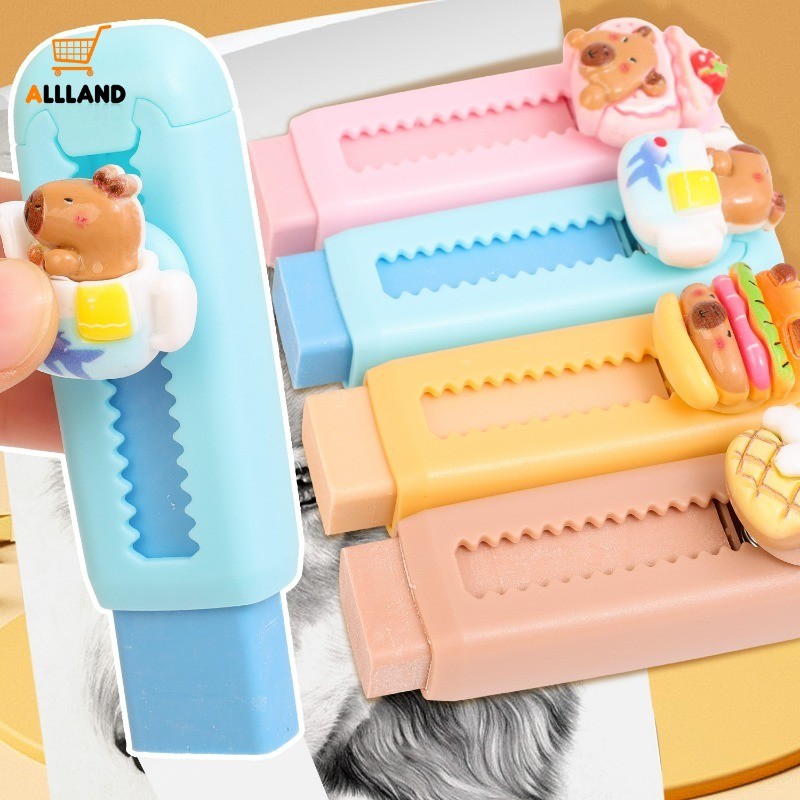 Kawaii Capybara Retractable Eraser - Push Pull Wiping Rubber Eraser - นักเรียนเครื่องเขียนอุปกรณ์สํานักงานโรงเรียน