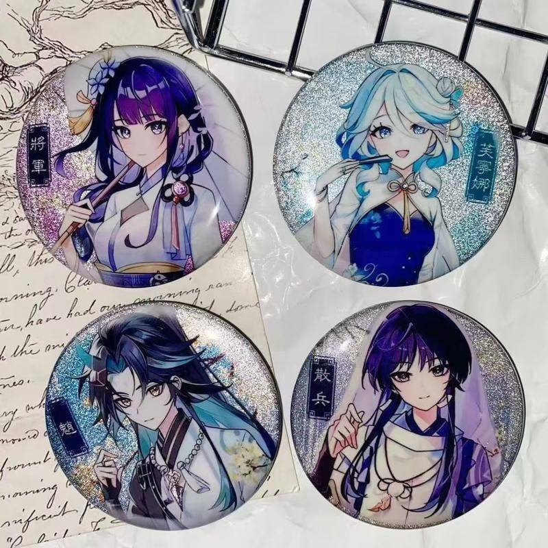 เกมการ์ตูน Genshin Impact Pins Xiao Beelzebul Raiden Shogun Wanderer Balladeer Kabukimono หมวก Guy Focalors Furina de Fontaine ป้ายเสื้อผ้าเครื่องประดับคอเข็มกลัดอุปกรณ์เสริม