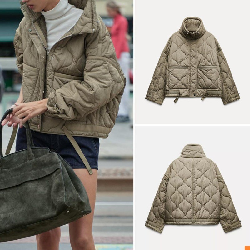 2024 ฤดูหนาวผู้หญิงฝรั่งเศสสไตล์ตะวันตกลําลองหลวมคลุมด้วยผ้าผ้าฝ้ายเบาะเสื้อแจ็คเก็ต 296920248