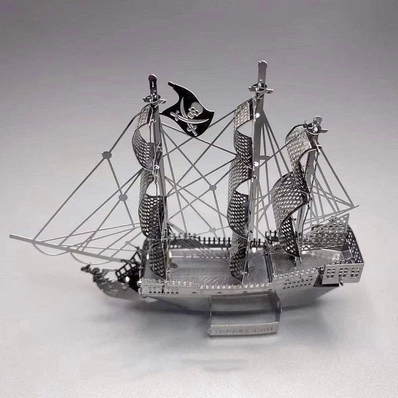 New Black Pearl Pirate Ship Model 3D Metal Puzzle Kits DIY Handmade Pirate Ship Assembly Model Laser