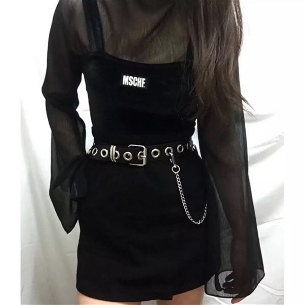 เข็มขัดหนัง PU มีโซ่ห้อย แฟชั่น สำหรับผู้หญิงBelts
