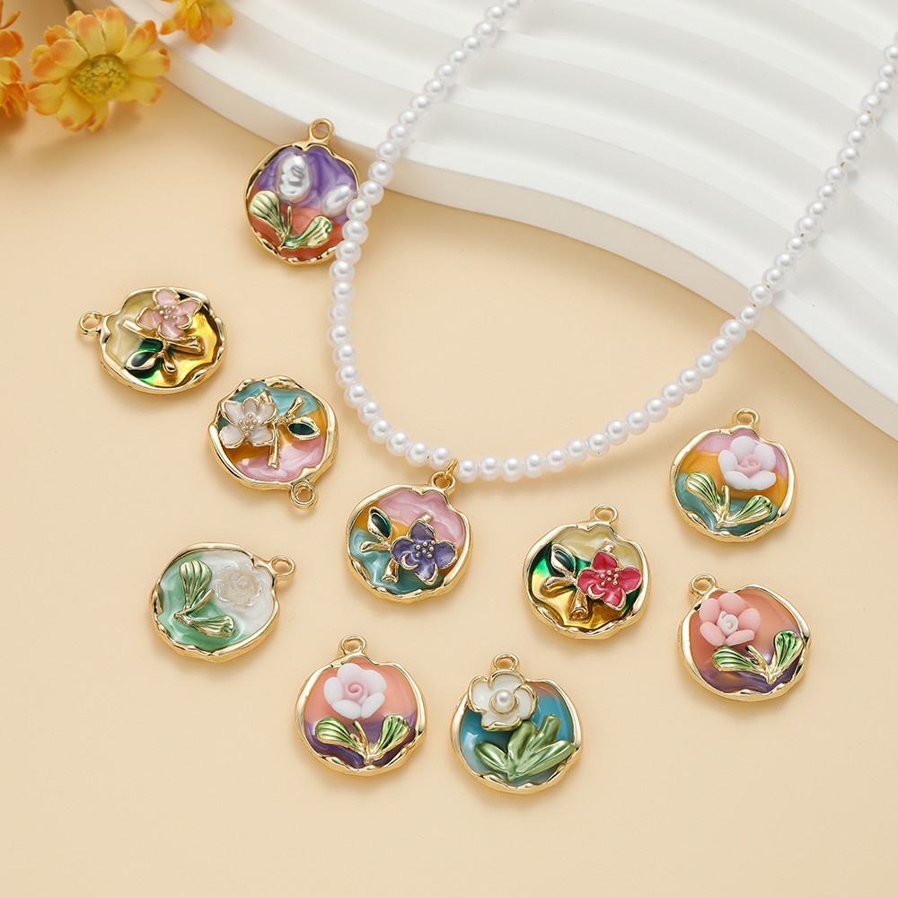 จี้โลหะผสมดอกไม้อีพ็อกซี่สไตล์เรโทร Charm สำหรับทำสร้อยข้อมือ สร้อยคอ DIY