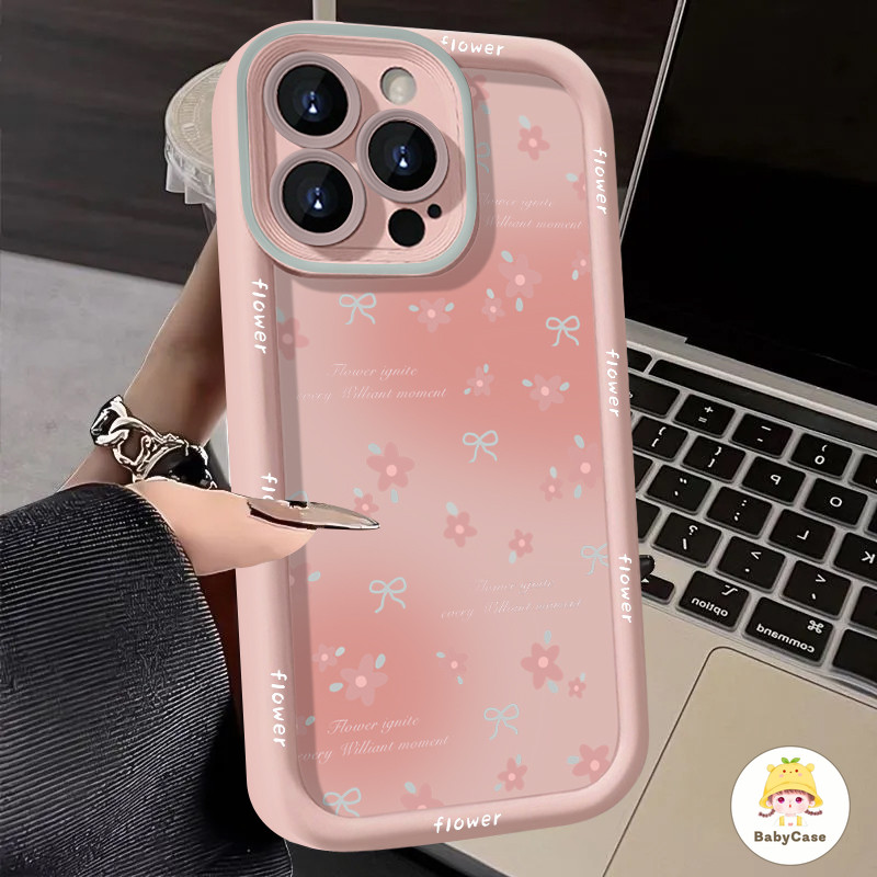 เคสไอโฟน 13 16 สำหรับ iPhone 11 15 13 16 12 14 Pro Max 7 8 16 15 6 6s 14 Plus XR X XS Max SE 2020 โรแมนติกหวานดอกไม้สด