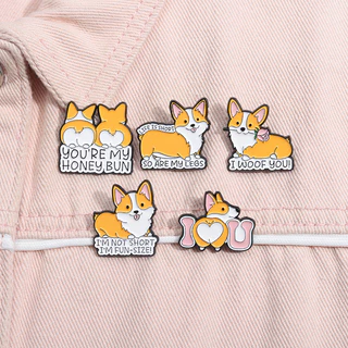 น่ารักการ์ตูนสุนัขเคลือบ Pin ไซบีเรียน Husky Corgi เข็มกลัดสัตว์เลี้ยงสัตว์ป้ายกระเป๋าเป้สะพายหลังอุปกรณ์เสริมของขวัญสําหรับเพื่อน