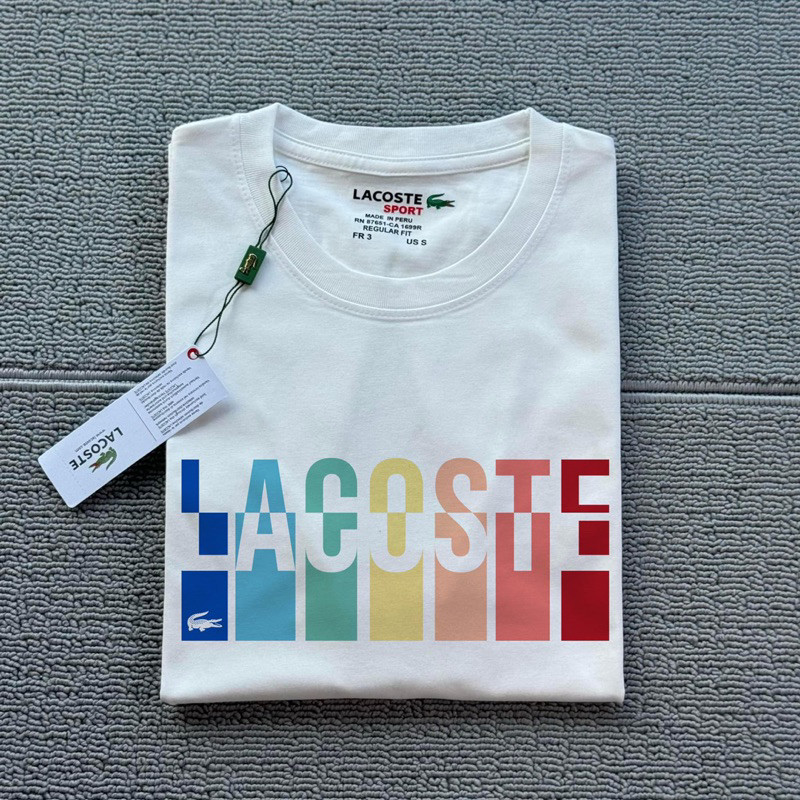 ผู้ชายและผู้หญิงพร้อมสต็อกแฟชั่นสบายๆรอบคอผ้าฝ้ายแท้ตัวอักษรที่มีสีสันโลโก้พิมพ์ขนาดใหญ่เสื้อสวมหัวแขนสั้นเสื้อยืด XS-3เอ็กแอล