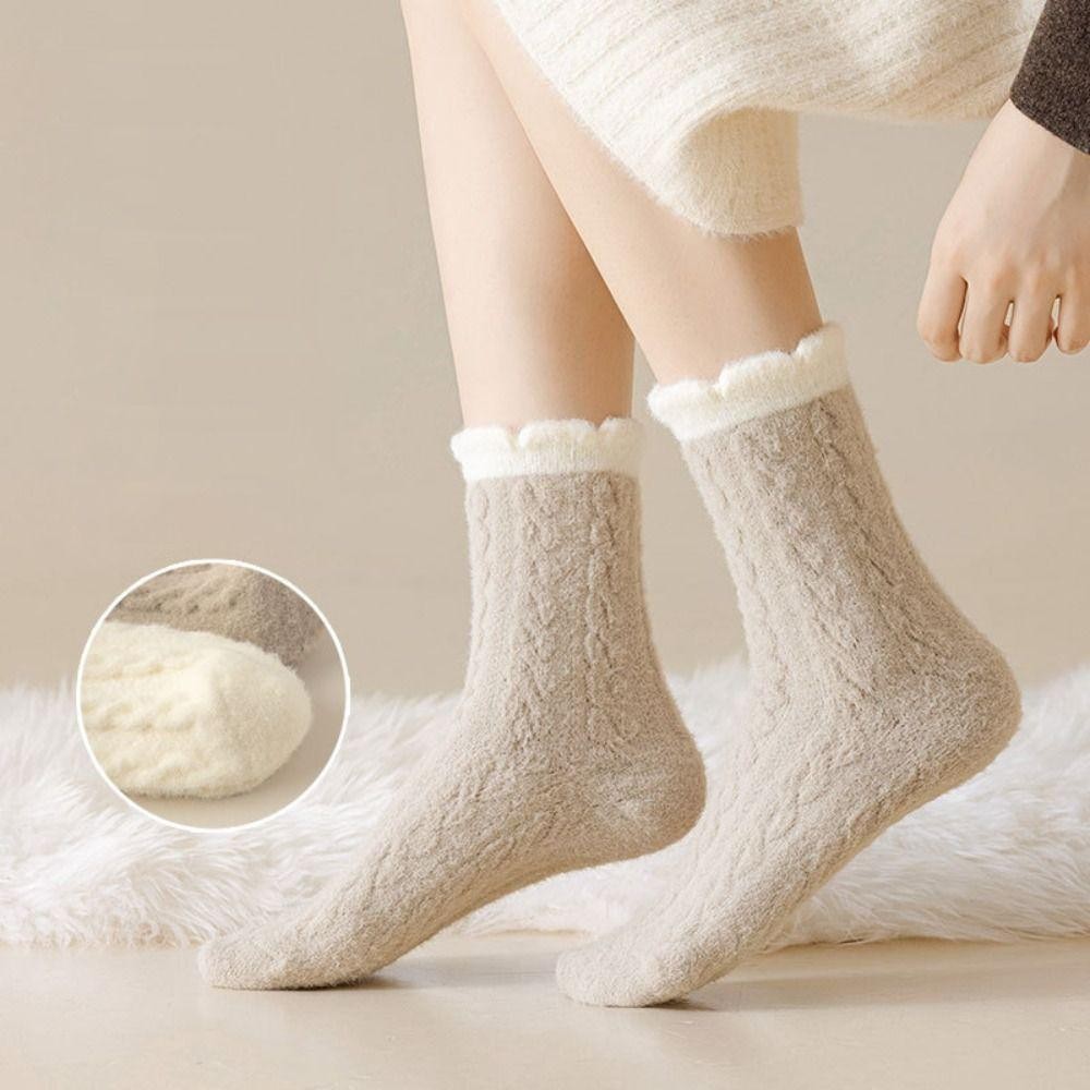 TRENDYZONE ถุงเท้าขนแกะปะการัง, ถุงเท้ากลางหลอดอุ่นปุย, ตุ๊กตาและหนา Super Soft Cozy Slipper ถุงเท้า - รูปที่ 6