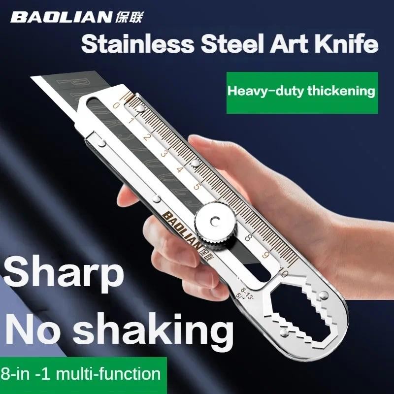 Baolian 8In1 Mutipurpose Stainless Steel Retractable Heavy Duty Waterproof Snap off Cutter Knife