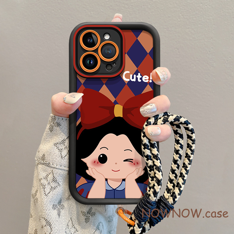 Iphone 16 15 14 13 12 11 Pro Max X XR XS Max 7 8 Plus INS การ์ตูนน่ารักสโนว์ไวท์พร้อมสร้อยข้อมือเคสโทรศัพท์ปกอ่อน