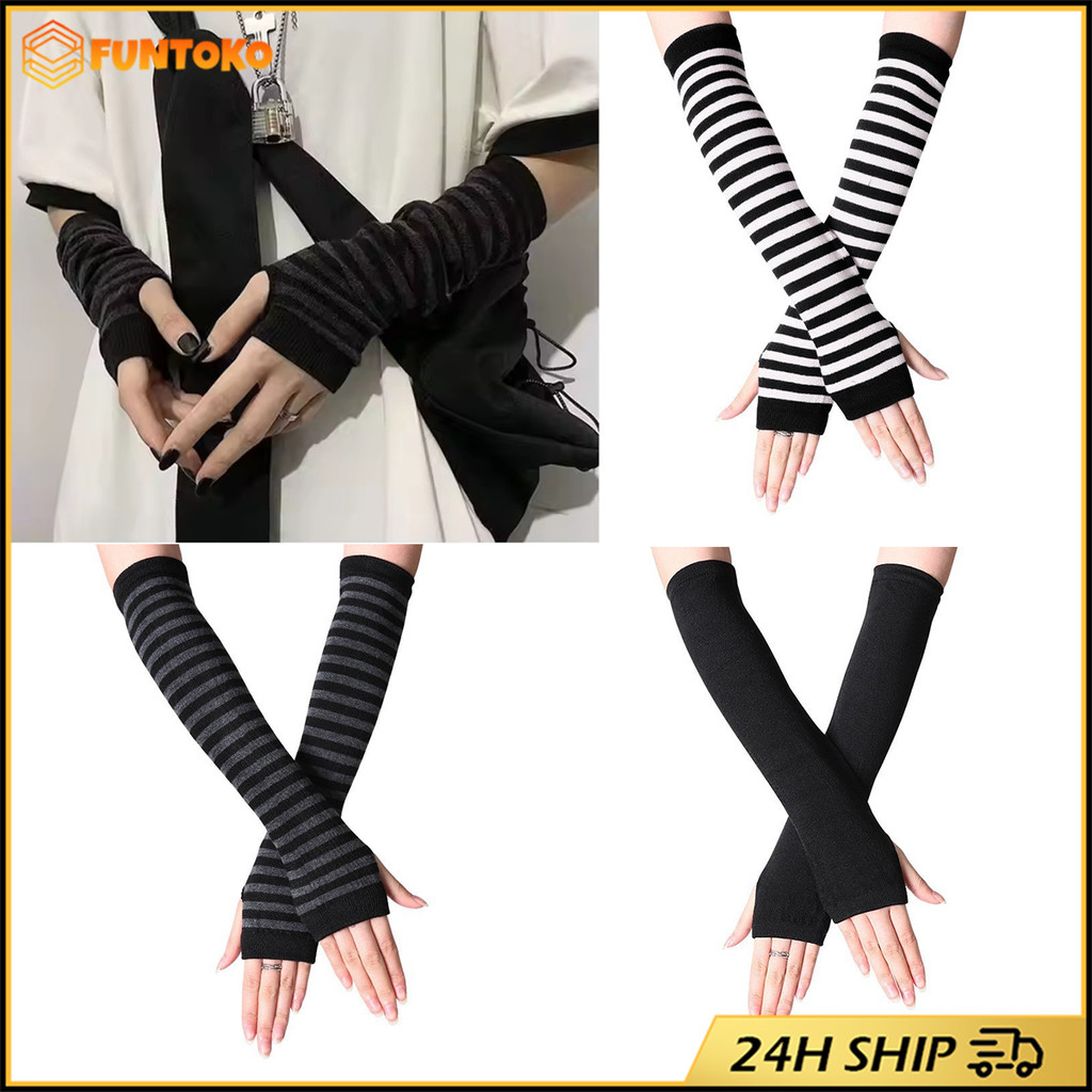 สินค้ามีคุณภาพ ถุงมือยาว เปิดนิ้วมือ 1คู่ ปลอกแขนกันหนาว ถุงมือข้อศอก สําหรับผู้หญิง