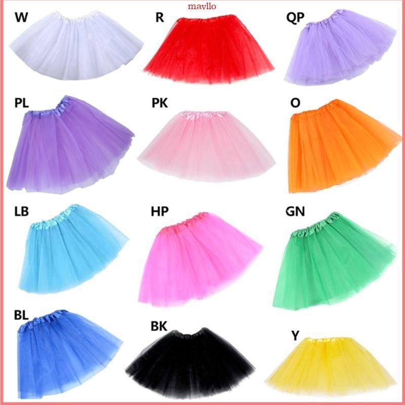 Mavlo 12 สีผู้หญิงผู้ใหญ่สามชั้น Tulle Tutu กระโปรงบัลเล่ต์จีบ Sweet Candy Co