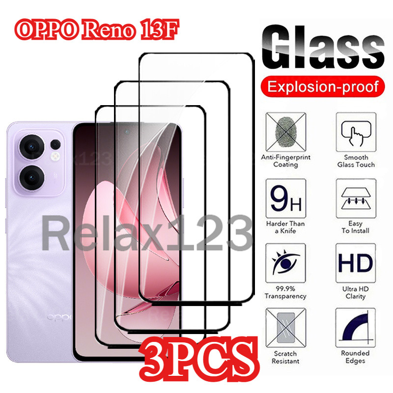 Oppo Reno 13F 5G 3PCS ป้องกันหน้าจอกระจกนิรภัยสําหรับ OPPO Reno13F Reno13 F Reno13 F OPPO Reno 13 F 5G 2024 คลุมทั้งหมด Clear HD ฟิล์มป้องกันกระจก Anti Scratch 9H ความแข็ง