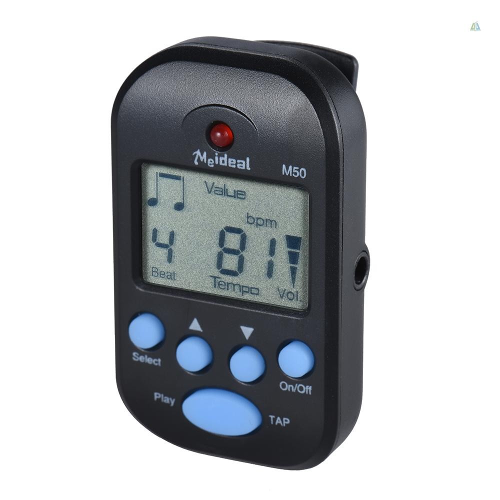 Professional Clip on Digital Beat Tempo Metronome หน้าจอ LCD น้ําหนักเบาและมินิสําหรับไวโอลินกีตาร์เบสเครื่องดนตรีสีดํา