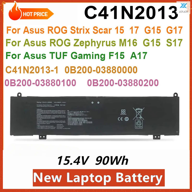 ใหม่ c41n2013แบตเตอรี่แล็ปท็อปสำหรับ ASUS TUF GAMING F15 fx507 A17 fa707 ROG Zephyrus 90Wh G15 M16 R