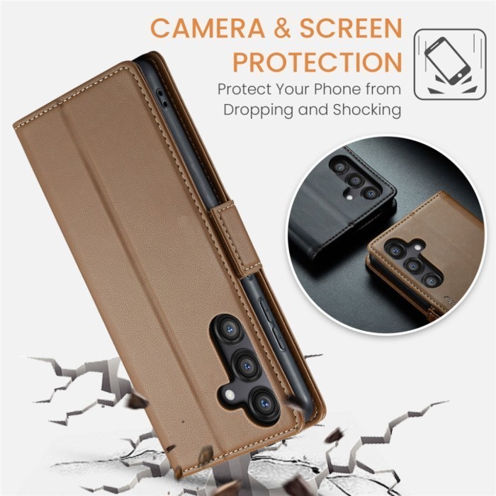 ข้อเสนอร้อน AKA CASE SAMSUNG A56 A36 A16 4G 5G A06 LUXURY FLIP COVER MAGNETIC RETRO CLIP WITH RFID