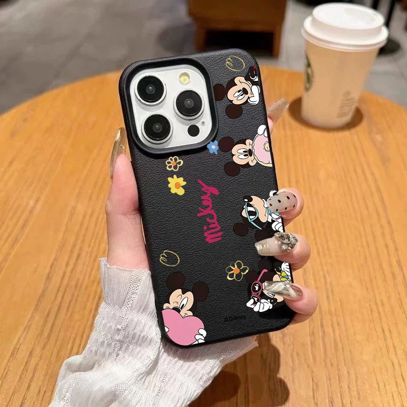 ฝาครอบโทรศัพท์นุ่มได For iPhone11 13 15 เคส ไอโฟน12 14 ProMax 7 8Plus X XR XS Maxมิกกี้รูปหัวใจ