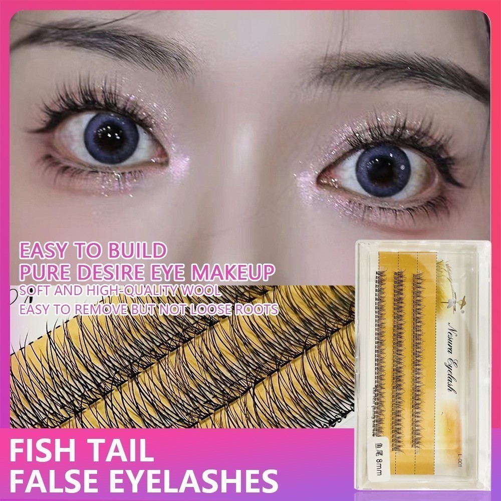 ส่งจากไทย 120pc 8-14mm ขนตาเป็นช่อสำหรับต่อเอง นิ่มไม่เคืองตา ขนตาบนแบบไม่มีกาวฟรี ถาดผสมขนมิงค์เทียม แบบยาว DIYขนตาปลอม