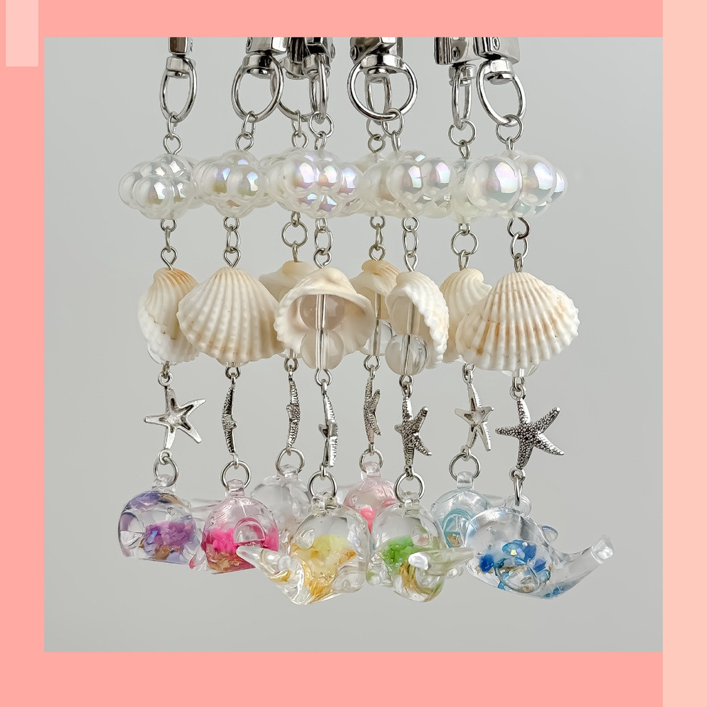 [JIN] Transparent Whale Cloud Shell All-Match Bag Hanging Chain Keychain Special Edition