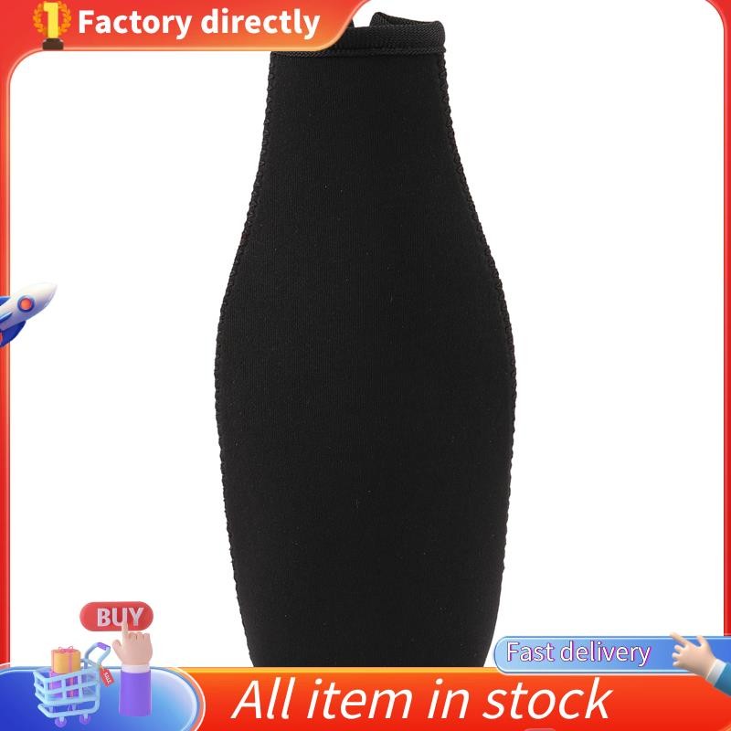 6 แพ็คขวดเบียร์ Cooler Sleeves Keep Drink Cold Zip-Up Neoprene ฉนวนแขนสีดํา